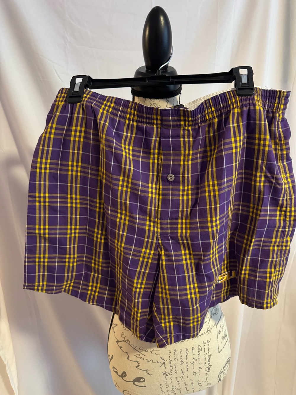 LSU Purple & Yellow Plaid Cotton Boxers
